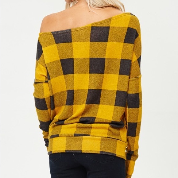Mustard Yellow Buffalo One Off Shoulder Sweater - Picture 5 of 6